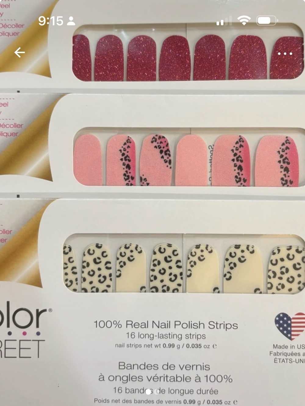 FLASH SALE!! Peel-On Nail Polish Strips Trio Pack - Pink, Rose, Cream Leopard